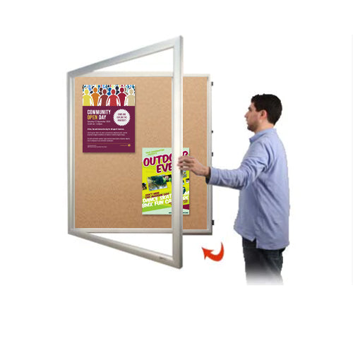 Extra Large Super Wide-Face Enclosed Cork Bulletin Board SwingFrames | Swing Open Metal Frame in 15 Sizes + Custom