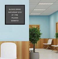 Indoor Slim Style Felt Letter Board Enclosed Display Case with Safety Radius Edge Corners in 3 Metal Cabinet Sizes