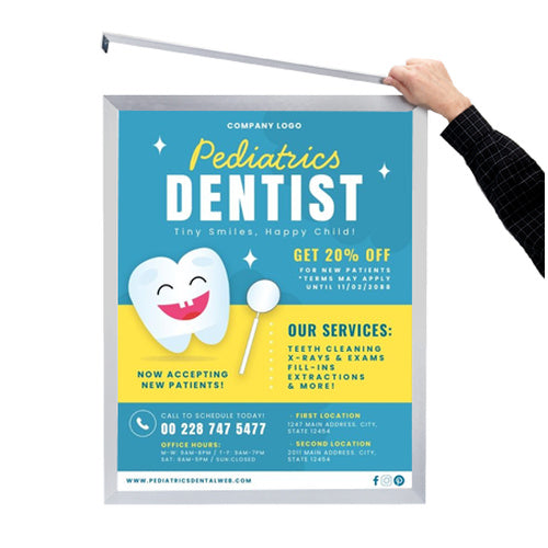 16x20 Frame Euro-Style Top or Side Load - Quick-Change Poster Sign Holder, Slide-in Frame Design
