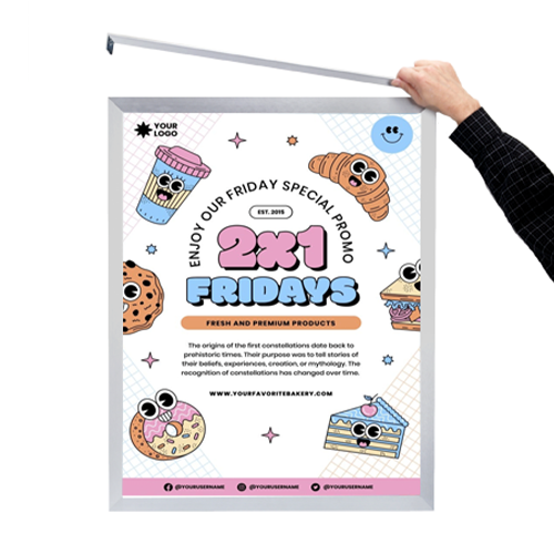 Large 36x36 Frame Euro-Style Top / Side Load - Poster Frame Sign Holder Slide In Frame Design
