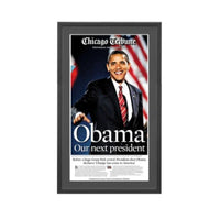 Obama Presidential Victory Newspaper Wood Display Frame