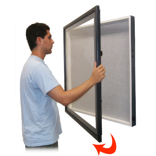 44x44 SwingFrame Designer Wood Framed Large Cork Board Display Case 4 Inch Deep