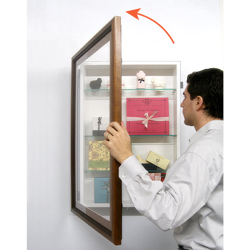 SwingFrame Designer Wood Frame Shadow Box 4" Deep  + Glass Shelves 25+ Sizes + Custom