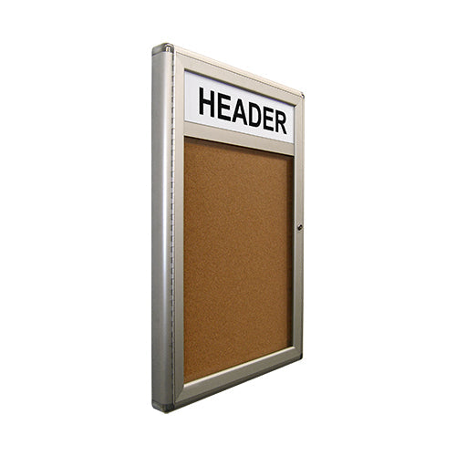 11 x 14 Indoor Enclosed Bulletin Board with Header (Rounded Corners)