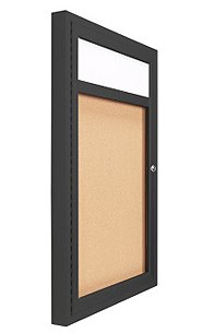 24 x 36 Enclosed Indoor Bulletin Board with Message Header + Front Lockable Door Metal Display Case