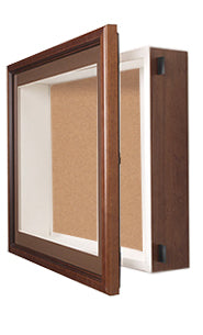 Wall Mount 24x24 Display Case Wood Framed Designer Enclosed Cork Board