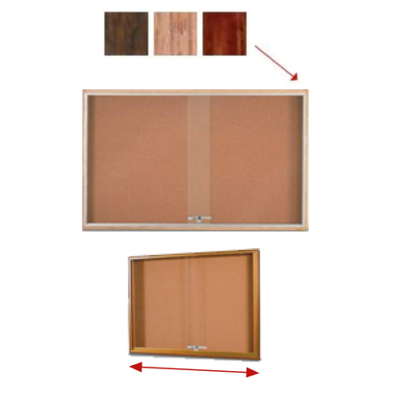 Indoor Sliding Glass Enclosed Bulletin Boards with Classic Wood Framed Display Case in 20+ Sizes