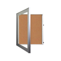 30x30 SwingFrame Designer Metal Framed Lighted Cork Board Display Case 1 Inch Deep