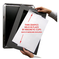 MAGNETIC CLAMPS ON BACK of 3" MATBOARD HOLD 12" x 20" POSTERS IN SNAP FRAME