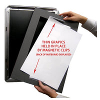 MAGNETIC CLAMPS ON BACK of 1" MATBOARD HOLD 24" x 24" POSTERS IN SNAP FRAME