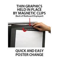 MAGNETIC CLAMPS ON BACK of 1" MATBOARD HOLD 10" x 20" POSTERS IN WOOD SNAP FRAME