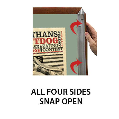 ALL 4 WOOD FRAME RAILS SNAP OPEN FOR EASY CHANGE of POSTERS 17 x 23 