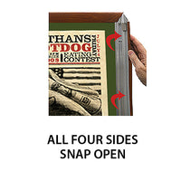 ALL 4 WOOD FRAME RAILS SNAP OPEN FOR EASY CHANGE of POSTERS 24 x 36