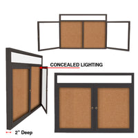 Enclosed Indoor Bulletin Boards with Message Header & Light | 2-3 Doors Wall Mount Display Cases 35+ Sizes and Custom