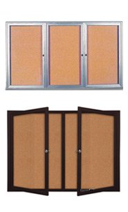 Radius Edge Indoor Enclosed Bulletin Boards | Wall Mount 2 and 3 Door Display Boards