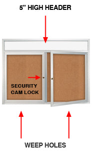 Enclosed Outdoor Bulletin Boards with Header (Multiple Doors)