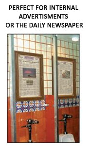 Enclosed Wood Restroom Bulletin Board Display