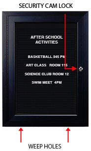 Extra Large Outdoor Enclosed Letter Boards | Single Door Locking Message Board with Radius Edge