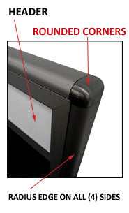 Indoor Enclosed Dry Erase Black Marker Boards with Message Header | Sleek Rounded Corners Display Case
