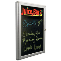 Indoor Enclosed Dry Erase Black Markerboards | Rounded Corners Cabinet with Black Board Porcelain on Steel Writing Surface
