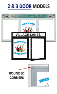 Indoor Dry Erase White Marker Board with Rounded Corners and Header 2 and 3 Door Models