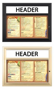 Indoor Menu Case Displays with Header and Lights For 8.5x14 Menus ...