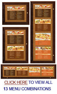 Enclosed Indoor Wood Menu Display Cases For 8.5x11 Menus | Wall Mounted ...