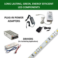 POWER SUPPLY, CHOOSE A PLUG-IN ADAPTER or for HARDWIRING APPLICATIONS, DRIVERS ARE AVAILABLE