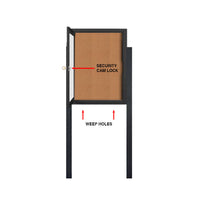 SwingCase Standing 19x31 Lighted Outdoor Bulletin Board Case w Posts (One Door)