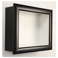ENCLOSED SHADOW BOX METAL FRAME in LANDSCAPE FORMAT (SHOWN in SATIN BLACK FRAME WITH WHITE INTERIOR)