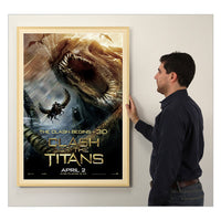 MOVIE POSTER FRAME SHOWN in SATIN GOLD FRAME with MEDIUM GOLD MATBOARD (NOT TO SCALE) 