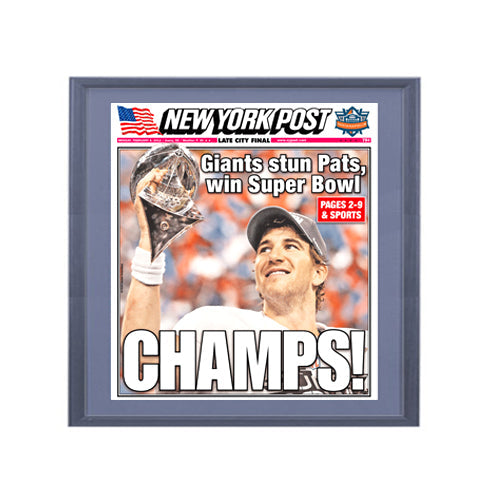 New York Giants Superbowl 46 Newspaper Wood Display Frame