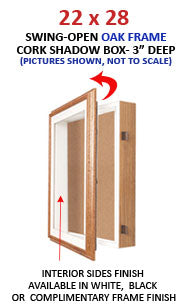 22x28 Wall Oak Shadow Boxes (3" Deep) | Wood Shadow Box Frame