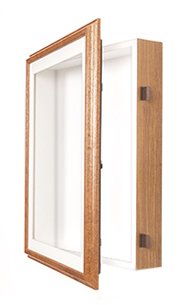SwingFrame Designer Oak Wood Frame Shadow Box 3" Deep + Black Interior | Wall Shadowbox Display