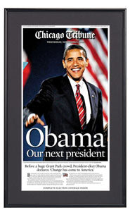 Obama Presidential Victory Newspaper Metal Display Frame