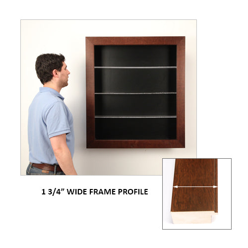 1 3/4" WIDE WOODEN FRAMED SHADOW BOXES with SHELVES (10" INTERIOR DEPTH) | AVAILABLE in 9 WOOD FRAME FINISHES