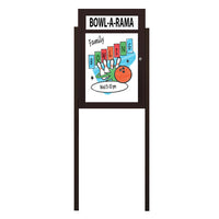 Outdoor Dry Erase Marker Board Swing Cases with Header, Lights and Leg Posts (White Board)
