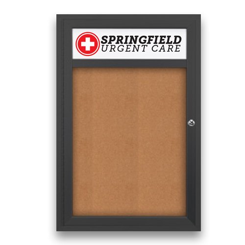 Outdoor Enclosed Bulletin Boards with Free Personalized Message Header | Single Locking Door
