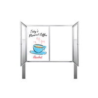 Outdoor Enclosed Dry Erase Marker Board with Posts | 2 and 3 Doors + White Porcelain Steel | 35+ Sizes