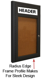 Outdoor Enclosed Menu Cases with Header for 11" x 17" Portrait Menu (Radius Edge) Sizes