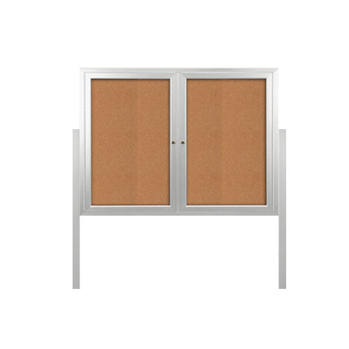 Outdoor Enclosed Poster Display Cases with Radius Edge & Leg Posts | 2 & 3 Doors Locking Cabinet