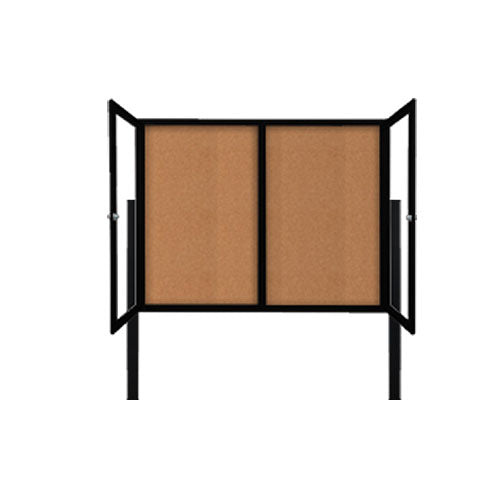 Outdoor Enclosed Poster Display Cases with Radius Edge & Leg Posts | 2 & 3 Doors Locking Cabinet
