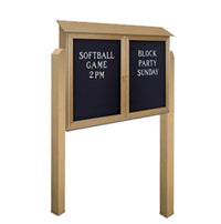 Outdoor Message Center Letter Board with Posts | Double Door Locking Exterior Display Cabinet Eco-Design Faux Wood 10+ Sizes