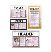 Outdoor Enclosed Menu Cases with Header for 11" x 17" Portrait Menu Sizes