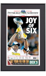Pittsburgh Steelers Superbowl 43 Newspaper Metal Display Frame