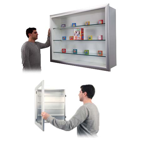 36x48 Shadow Box Display Case with Glass Shelves Metal Framed SUPER WIDE-FACE (10" Deep)