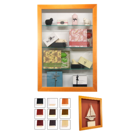 Open Face Wood Framed Shadow Box with Shelves (10" Deep)