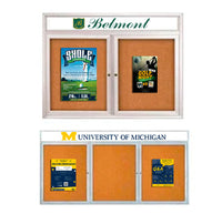 Enclosed Outdoor Bulletin Boards with Header (Multiple Doors | Wall Mount 2-3 Doors Display Case
