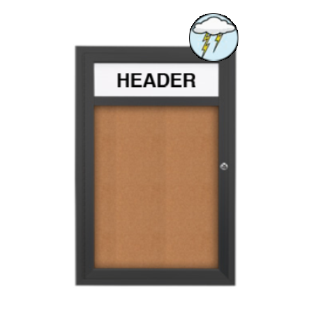 Outdoor Enclosed Bulletin Boards with Header 27 x 39 (Single Door)