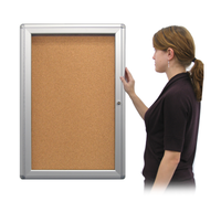 31 x 31 Indoor Enclosed Bulletin Board with Rounded Corners (Single Door)